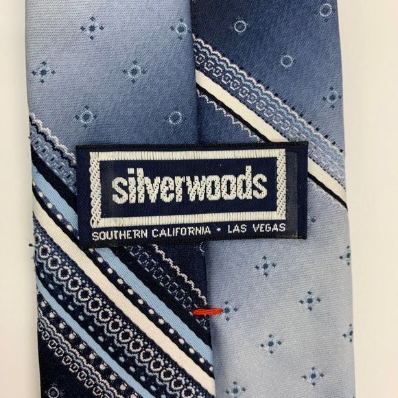 Lot of 2 Mens Ties Brownstone Black Stripe Silk Silverwoods Oleg Cassini 0632 - Picture 8 of 10